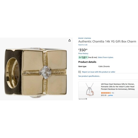 14k Chamilia "Gift Box" Charm Interchangable with Pandora - Picture 2 of 4